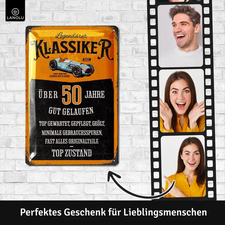 LANOLU Blechschild Geburtstag Klassiker 50 Jahre - 20x30cm – Metall – Mehrfarbig – 20218 – Bild 2