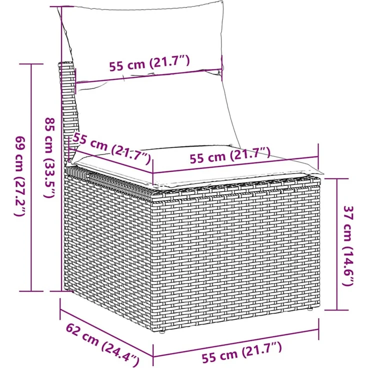 vidaXL 5-tlg. Garten-Sofagarnitur mit Kissen Beige Poly Rattan 3326149 – Bild 12