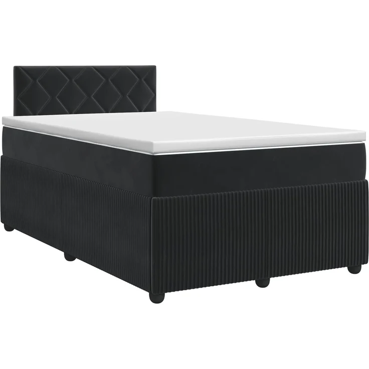 vidaXL Boxspringbett mit Matratze Schwarz 120 x 200 cm Samt 3451663 – Bild 2