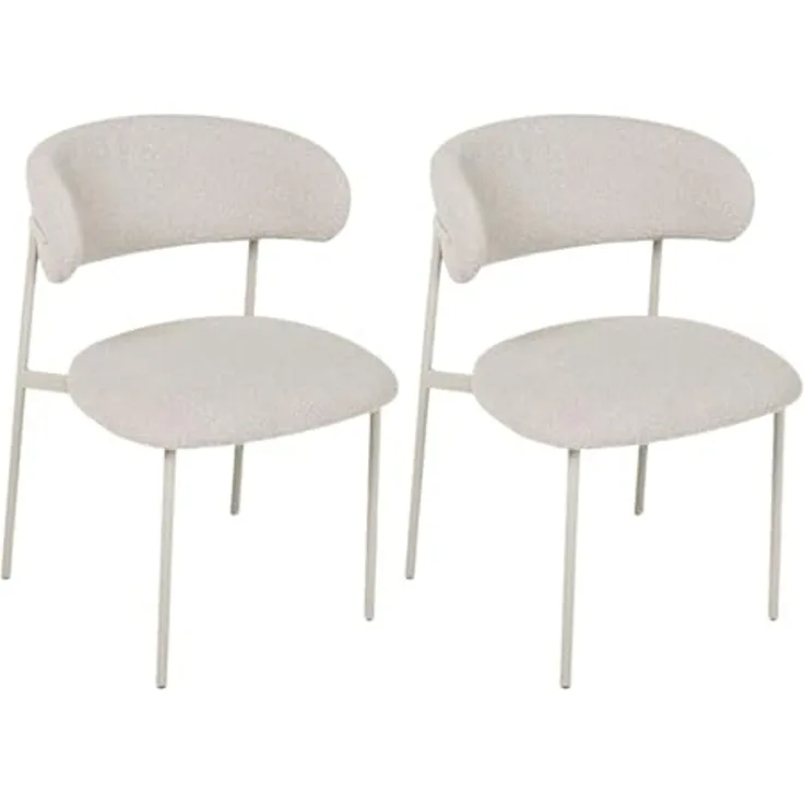 Diana Esszimmerstühle 2er Set - Bouclé-Stoff Beige