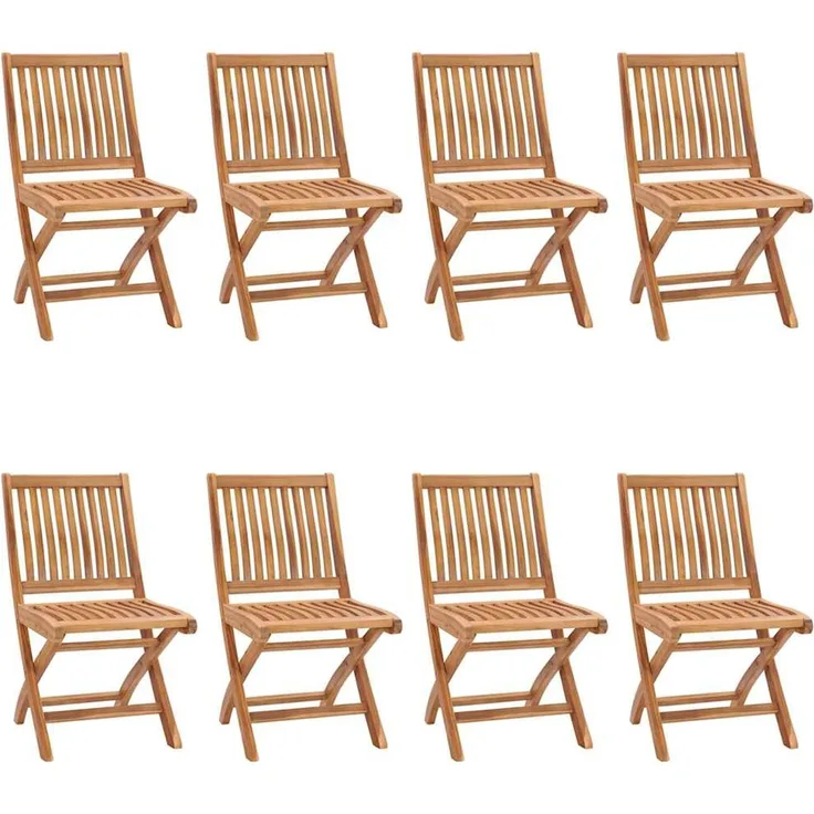 vidaXL Klappbare Gartenstühle mit Kissen 8 Stk. Massivholz Teak 3072869