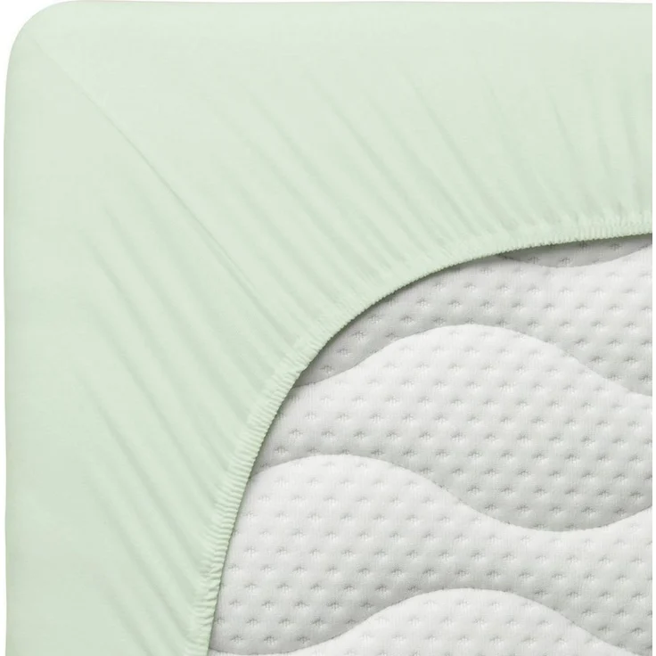 Schlafgut Spannbettlaken Premium, Gummizug: rundum, (1 Stück), Mako-Zwirn-Jersey, Green Light, L 140x200cm - 160x220cm – Bild 4