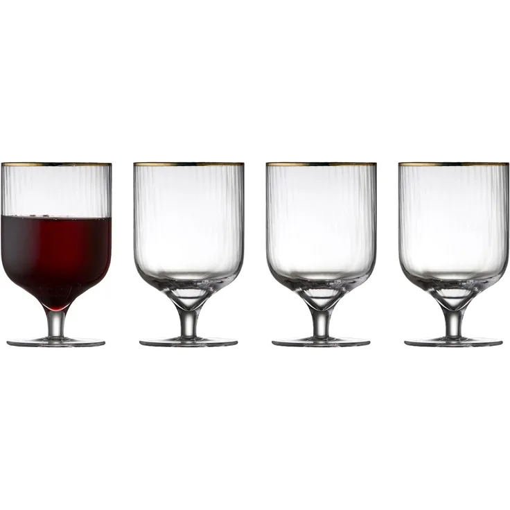 Lyngby Glas Weinglas Palermo Gold 4er Set, Glas mit Goldkante, Klar, 300 ml, 12058
