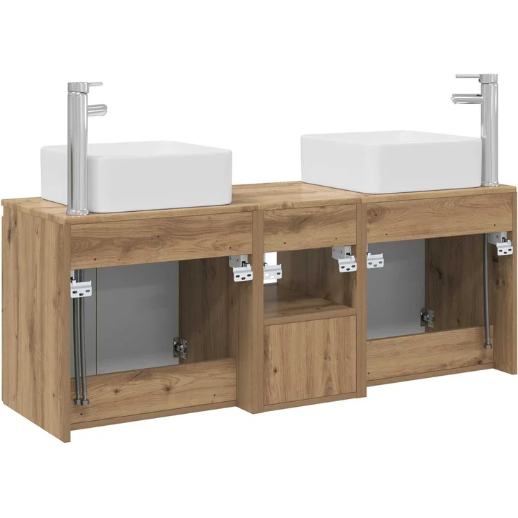 vidaXL Badezimmerschrank-Set 3 stk. Artisan-Eiche 129 x 41 x 80 cm 3405646 – Bild 8