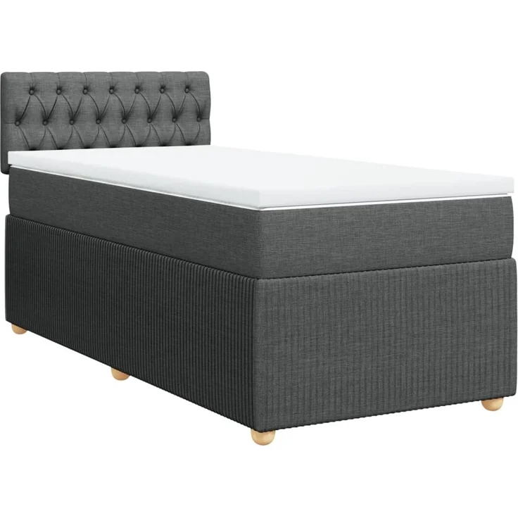 vidaXL Boxspringbett mit Matratze Dunkelgrau 90x200 cm Stoff 3287347 – Bild 2