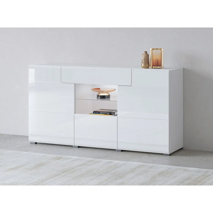 INOSIGN Sideboard Toledo,Breite 159cm,moderne Anrichte mit dekorative Fräsungen,grifflos, Kommode viel Stauraum, Einlegeböden verstellbar,ohne Beleuchtung – Bild 5