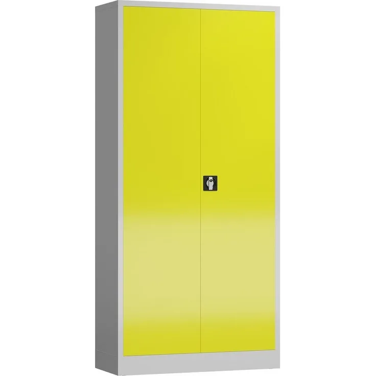 Aktenschrank Metallschrank 2 Türen 4 Fachböden 1945 x 920 x 420 mm lichtgrau/zinkgelb