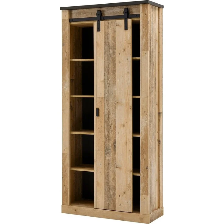 Home affaire Regal SHERWOOD, modernes Holz Dekor, mit Scheunentorbeschlag aus Metall, Höhe 201 cm – Bild 3