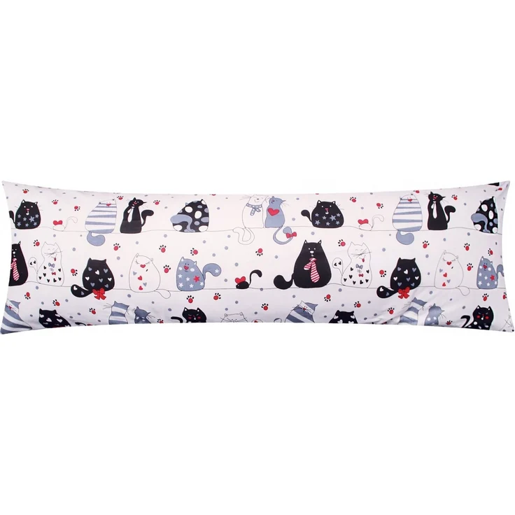 Heubergshop Seitenschläferkissenbezug, (1 Stück), 40x145cm Reißverschluss lange Seite Baumwolle Pfoten Katze (KY-Katzen) – Bild 3