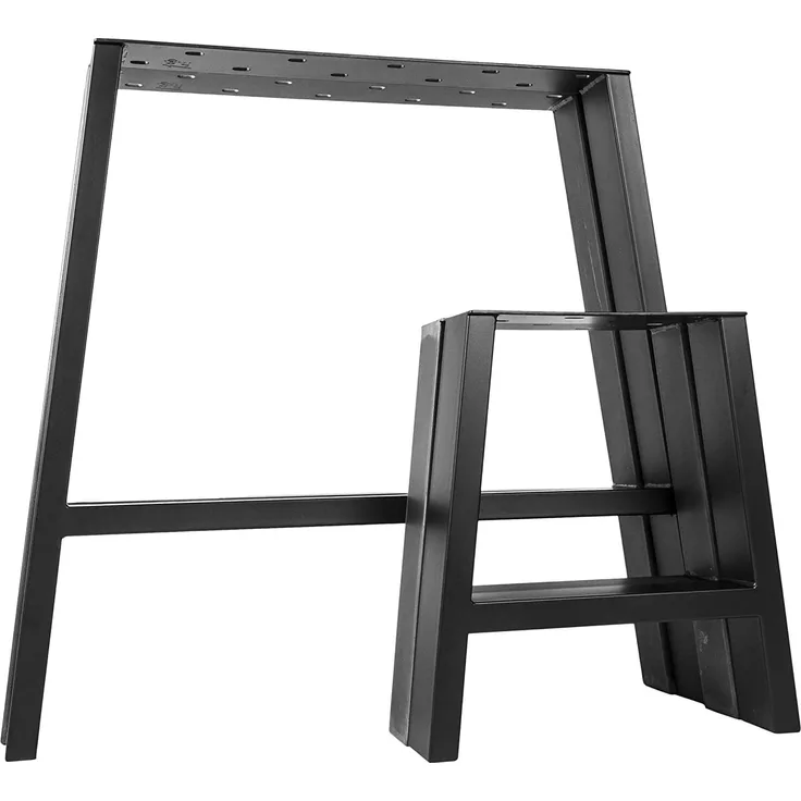 2X Natural Goods Berlin Design Tischkufen viele Modelle Metall Tischbeine, Tischgestell aus Stahl, geneigt, Trapez, Esstisch, Schreibtisch, Couchtisch, Bank (H72cm, Schwarz)