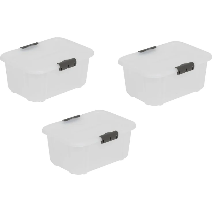 BranQ - Home essential VELUR, Universeller Aufbewahrungsbehälter mit Deckel VELUR, 3er-Set, Grösse 8 l, BPA-frei Kunststoff PP, transparent