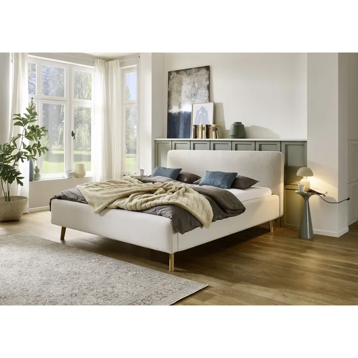 Polsterbett >Mattis mit BK< Liegefläche 180x200 cm, Nordic Ivory, Stellmaß: 201x105x218cm (BxHxT)