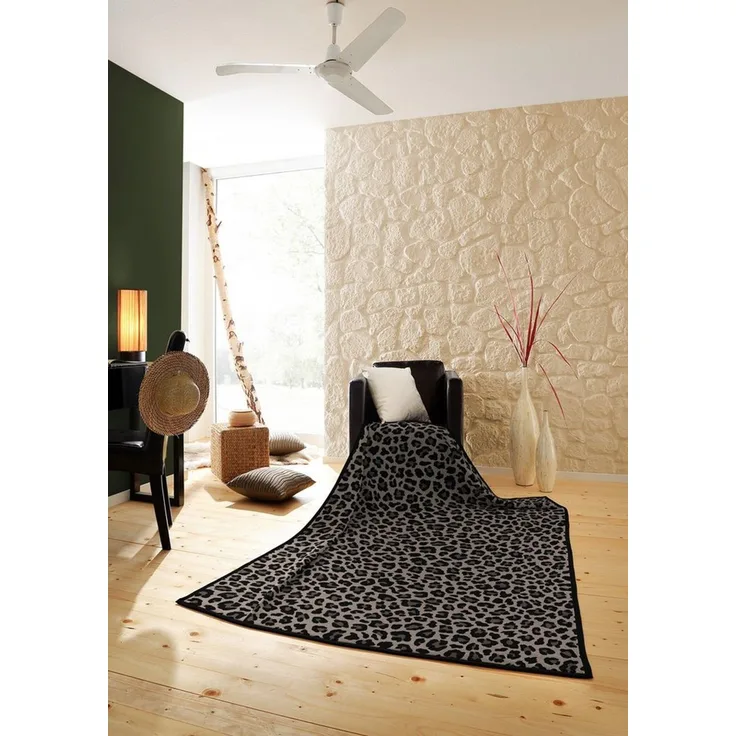 Wohndecke Leo, Biederlack, mit Veloursband, 70% Baumwolle/30% Polyacryl