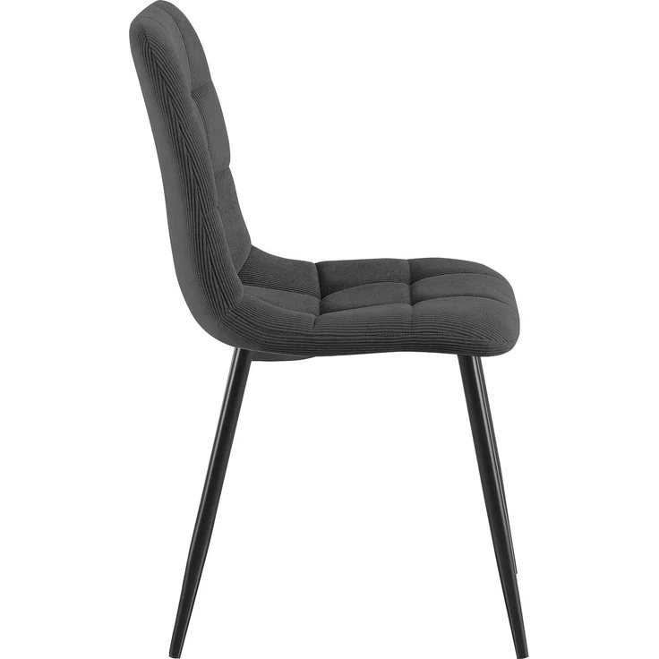CLP 2er Set Esszimmerstuhl Tilde gepolstert mit Rückenlehne bis 150 kg belastbar - Farbe:grau;Material:Cord – Bild 4