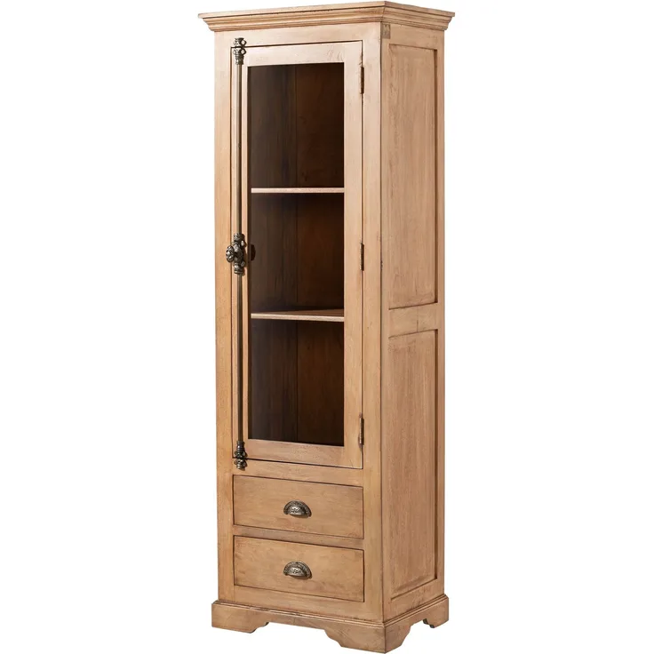 Vitrine Mango 65x45x190 beige geölt TOULOUSE #02