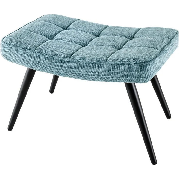 riess-ambiente Fußhocker SCANDINAVIA blau / schwarz - Strukturstoff, Metallbeine, Polsterung (Einzelartikel, 1 St), Wohnzimmer · Metall · Scandinavian Design · Ziersteppung – Bild 1