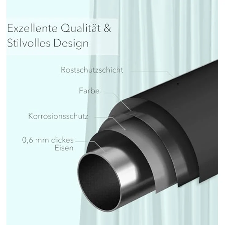 tinycurtains Klemmstange Teleskopstange 70-120 cm oder 111-200 cm Vorhangstange ohne Bohren, Ø 0.22 mm, 1-läufig, ausziehbar, klemmbar, Duschvorhangstange, Badstange, Gardinenstange, Metall, Klemmstange, stufenlos verstellbar, rostfrei, Stange für Türv... – Bild 7