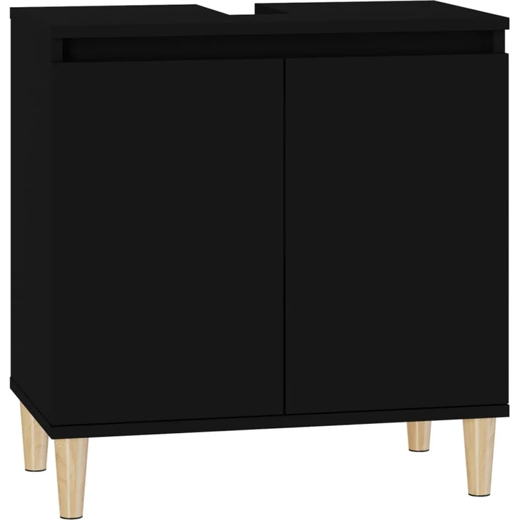 Waschbeckenunterschrank, Badschrank, Unterschrank Schwarz 58 x 33 x 60 cm Holzwerkstoff j299p – Bild 1
