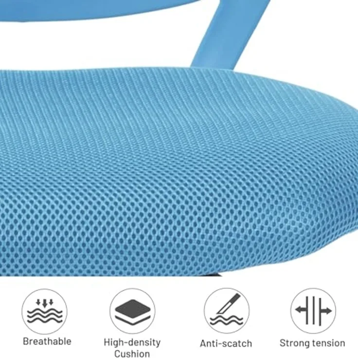 FurnitureR Kinder Schreibtischstuhl, höhenverstellbarer Drehstuhl mit kleinem Loch Rückenlehne Design, geeignet für Kinderzimmer oder Arbeitszimmer, blau I – Bild 2
