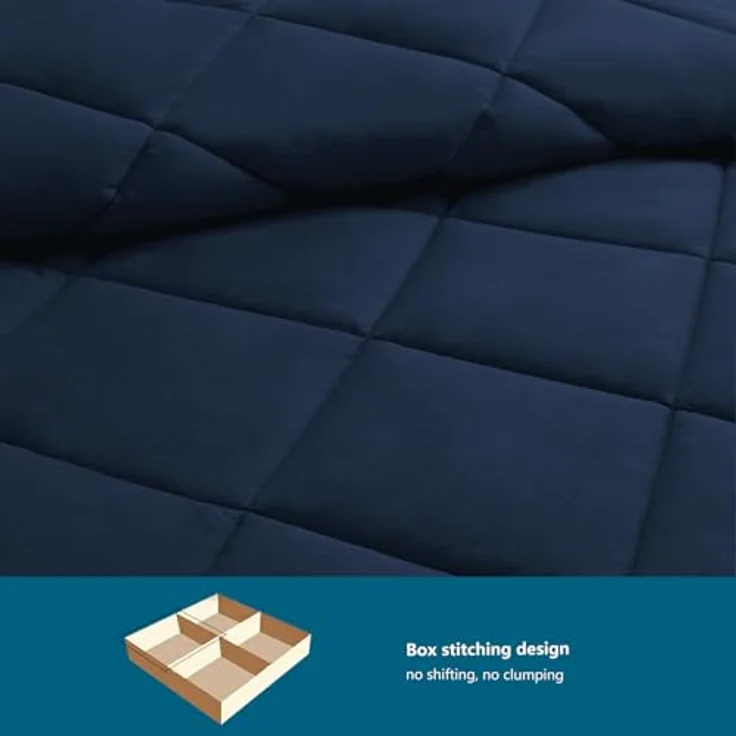 WAVVE Bettdecke 155x220 cm Ganzjahresdecke 4 Jahreszeiten, Steppdecke 300gsm Mikrofaser 155x220cm, Super Weiche Decke Zudecke Schlafdecke Atmungsaktive 155 x 220 Blau – Bild 7