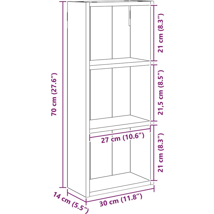 vidaXL Badezimmer-Wandschrank Betongrau 30 x 14 x 70 cm Holzwerkstoff 889330 – Bild 8