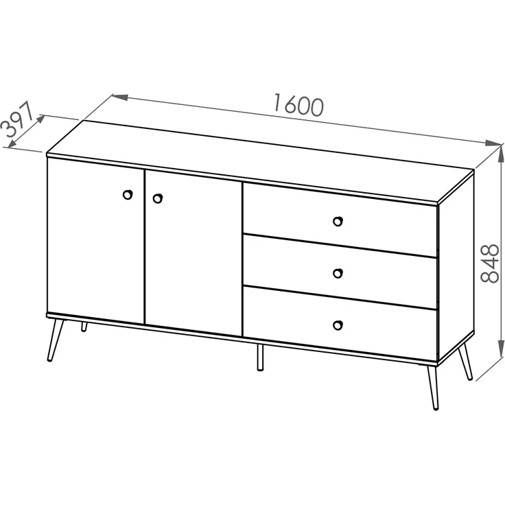 Sideboard, 160cm breit, in grün mit goldfarbenen Griffen und Füßen FASANO-131, B/H/T ca. 160/85/40 cm – Bild 6