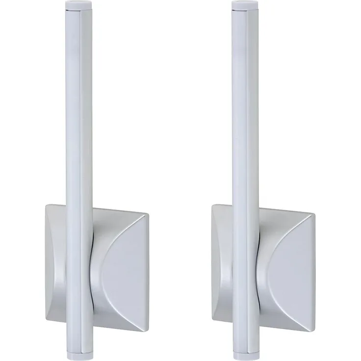 2x LED Wandleuchte, Nachtlicht, Batterie, silber, H 28 cm
