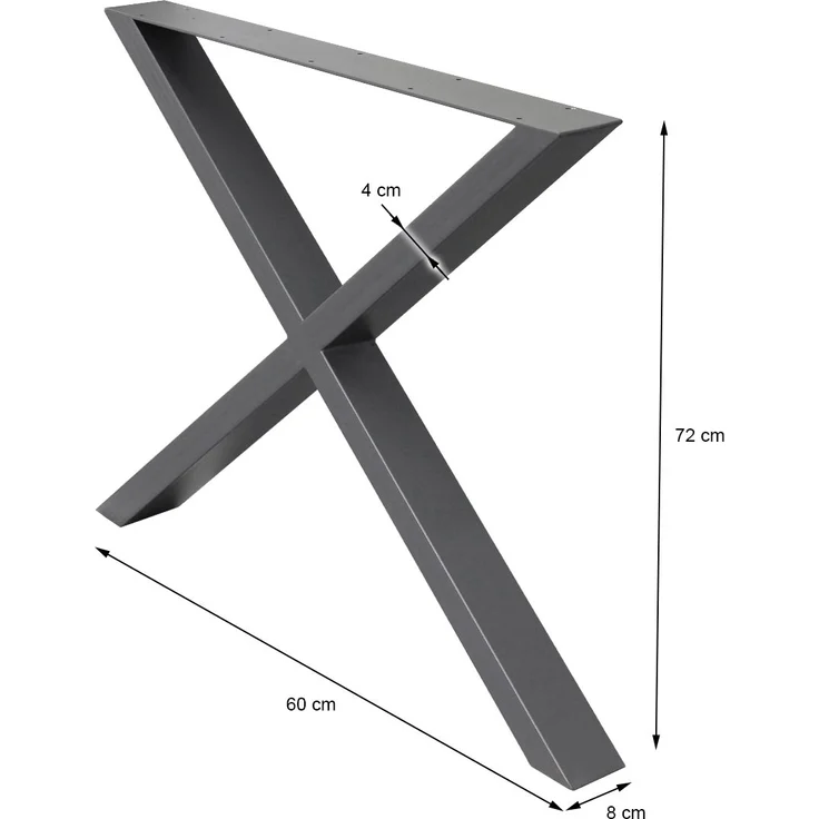 ECD Germany Tischbein 2er Set Tischfüße X-Design pulverbeschichtete Stahl Industriedesign, Tischgestell Kreuzgestell 60x72 cm Anthrazit Metall Tischkufen – Bild 5