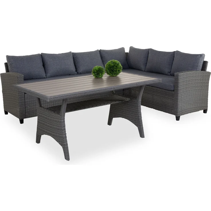 Lounge Outdoor TAMPA 3-tlg. grau Lounge Gruppe Essplatzlounge Sitzplatzlounge – Bild 1