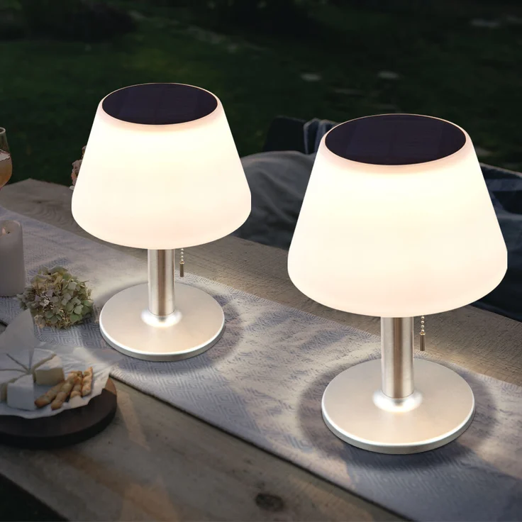 2er Set LED Solar Tischleuchte, Kunststoff, weiß, Höhe 28 cm – Bild 2