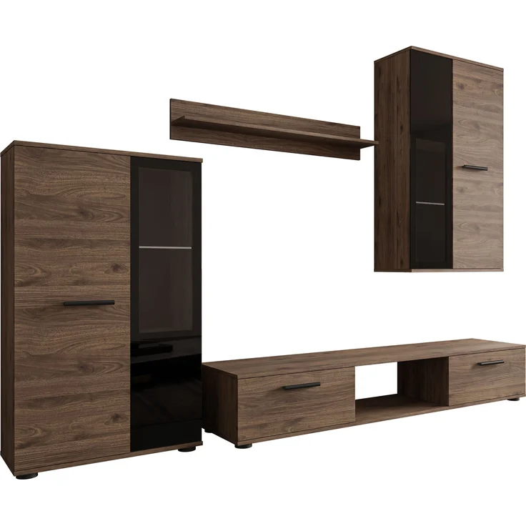 Wohnwand Salsa, ohne Beleuchtung, Farbe: Nuss Okapi – Bild 1