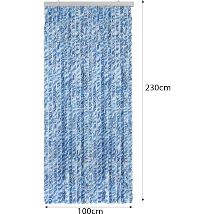 Moritz Flauschvorhang aus Chenille 100 x 230 cm blau grau weiß gestreift Türvorhang als Fliegenschutz Insektenschutz für Camping Wohnwagen – Bild 2