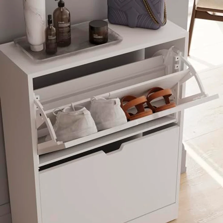 Vida Designs Schuhschrank, Holzwerkstoff, Weiß, 80H x 60W x 24D – Bild 6