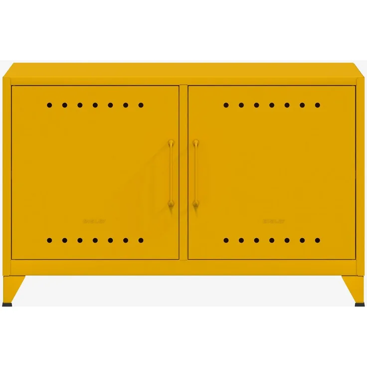 Bisley Fern Cabby Sideboard, mit einem festen Fachboden, Kabeldurchlass in der Rückwand und einem Klett-Kabelhalter, aus hochwertigem, nachhaltigem Stahl hergestellt, 16 mm große Design Lüftungslöcher auf allen Türen, moderner und industrieller Flair, ...