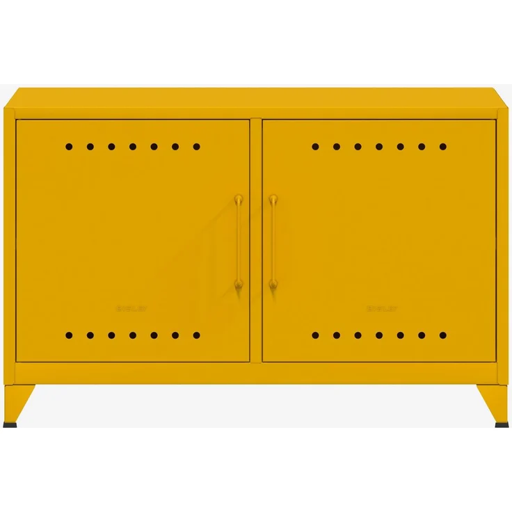 Bisley Fern Cabby Sideboard, mit einem festen Fachboden, Kabeldurchlass in der Rückwand und einem Klett-Kabelhalter, aus hochwertigem, nachhaltigem Stahl hergestellt, 16 mm große Design Lüftungslöcher auf allen Türen, moderner und industrieller Flair, ... – Bild 1