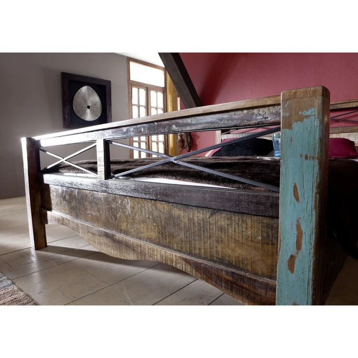Bett Altholz 146x215x100 mehrfarbig lackiert NATURE OF SPIRIT #45 – Bild 2