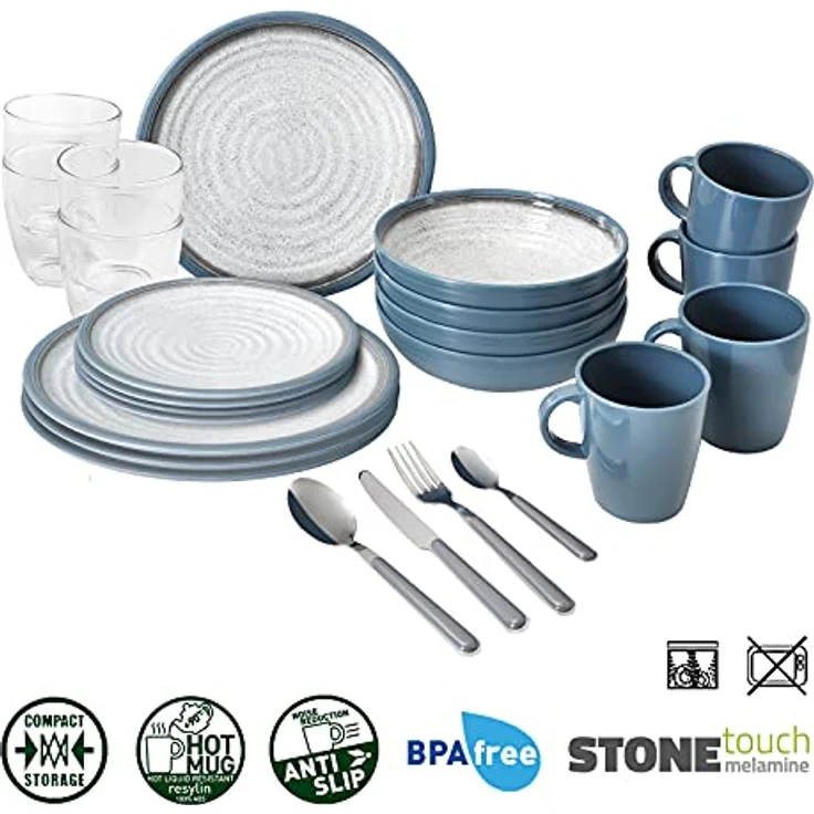 BRUNNER Geschirr-Set BRUNNER Campinggeschirr Set TUSCANY (8, 12, 16, 36-Teile) Rutschfest (36-tlg) – Bild 3