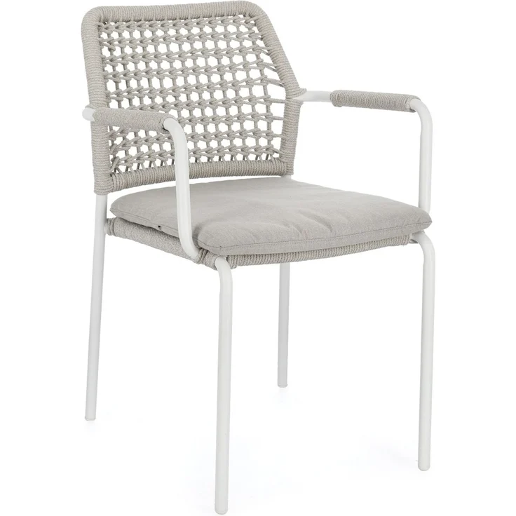 Gartenstuhl Adajra aus Aluminium, modernes Design, hellgrau weiß, stapelbar für Outdoor – Bild 2