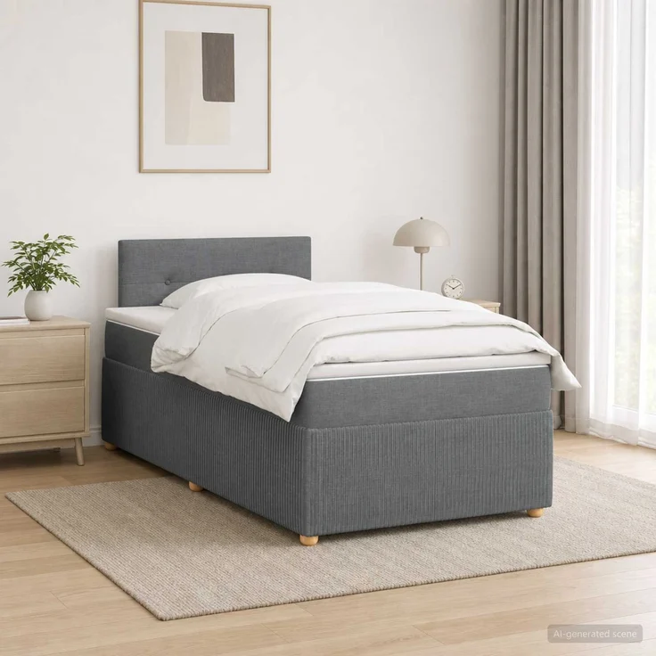 vidaXL Boxspringbett mit Matratze Dunkelgrau 120 x 200 cm Stoff 3452905 – Bild 4