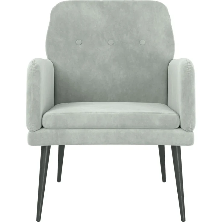 Sessel wohnzimmer, Relaxsessel Hellgrau 62x79x79 cm Samt – Bild 3
