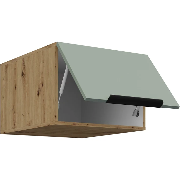 Küchen Aufsatzschrank 50 cm ARIA Aquamarin ultra matt + Eiche Artisan matt, hochwertige Fronten mit Anti Fingerprint Beschichtung Küchenzeile Küchenblock – Bild 3