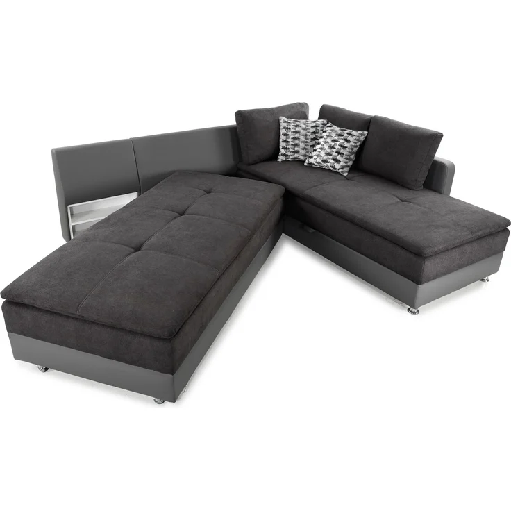 Ecksofa-Dauerschläfer Doppelbett Federkern Bettkasten Couch in Anthrazit Grau – Bild 7