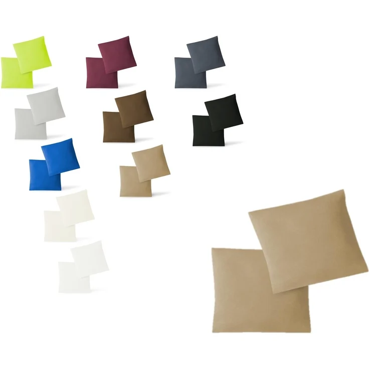 Jersey Kissenbezug, 2er Set, Sand, 40x40 cm – Bild 1