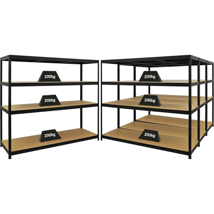 PROREGAL Mega Deal | 4X Schwerlastregal Giant Elephant | HxBxT 160x180x60cm | Fachlast 200kg | Schwarz | Kellerregal, Steckregal, Garagenregal, Lagerregal