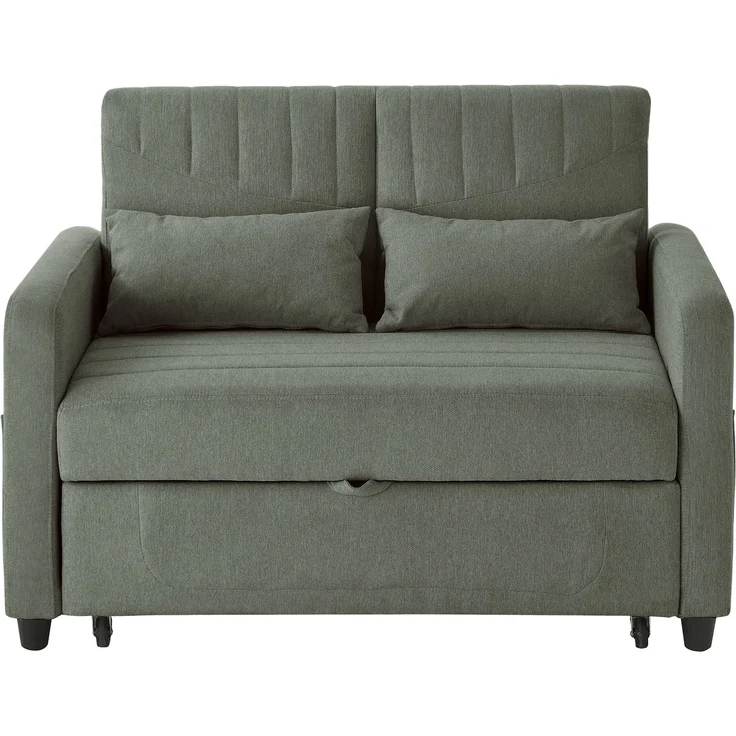 ZUBALIYA Sofa 166x95 cm, mit Ausziehbett, mit breiten Armlehnen, mit Schaumstoffpolsterung, ohne aufwendige Montage, Natur – Bild 19