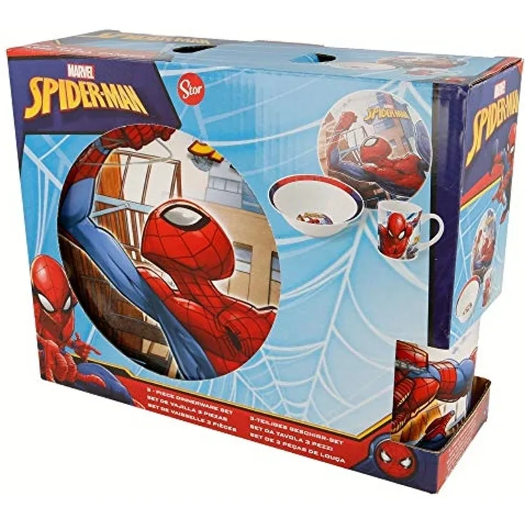 Spider-Man Snack Set 3 teilig aus Keramik mit Teller Schale und Tasse Geschenkbox