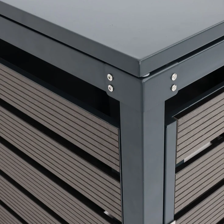 2er Mülltonnenverkleidung HWC-K14, Mülltonnenbox Mülltonnenabdeckung, 119x134x84cm WPC Metall 78kg ~ anthrazit – Bild 8
