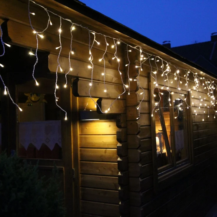 LED-Eisregen 12 m, 480 LED warmweiß, IP44 6/18 Stunden Timer – Bild 1