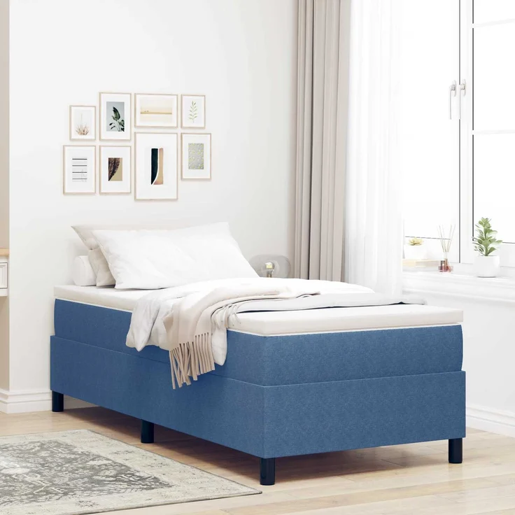 vidaXL Plattformbettgestell Blau 100 x 200 cm Cordstoff 3337395 – Bild 1