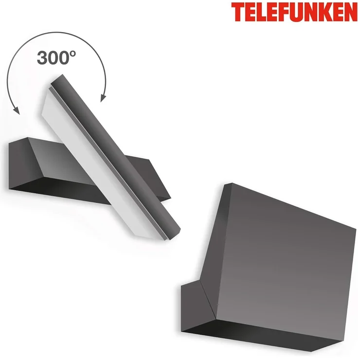 Telefunken - LED Außenwandleuchte, Außenwandlampe, Kopf drehbar, 10 Watt, 1. 100 Lumen, 4. 000 Kelvin, IP44, Schwarz, 172 x 141 x 52 mm (LxBxH) – Bild 3
